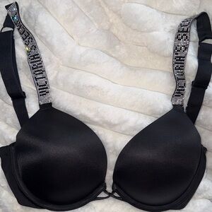Victoria's Secret Black Bra with Bedazzled Straps